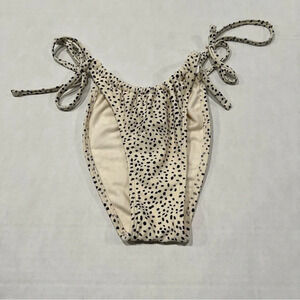 Xhilaration String Bikini Bottom Cream Black Dots Micro Animal Print Size Medium